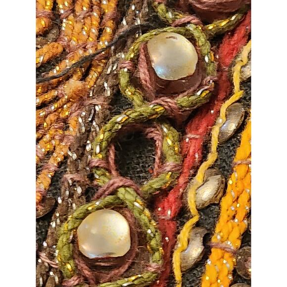 Vintage Asian Elephant Tapestry 3D Raised Handcraft Embroidered Sequins Art 21" - Picture 8 of 16